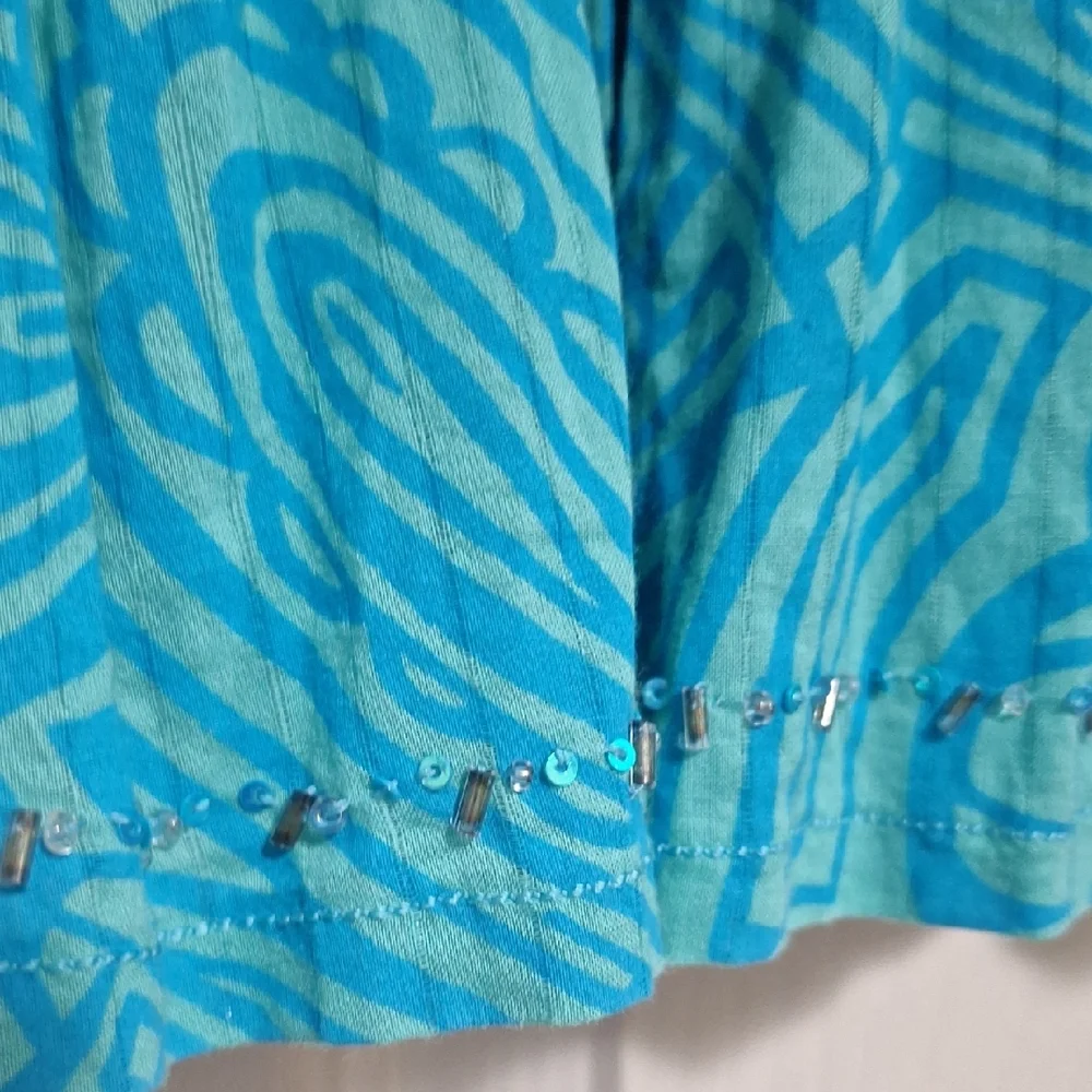 Tommy Jeans Turquoise Beaded Full Tiered Mini Skirt - L